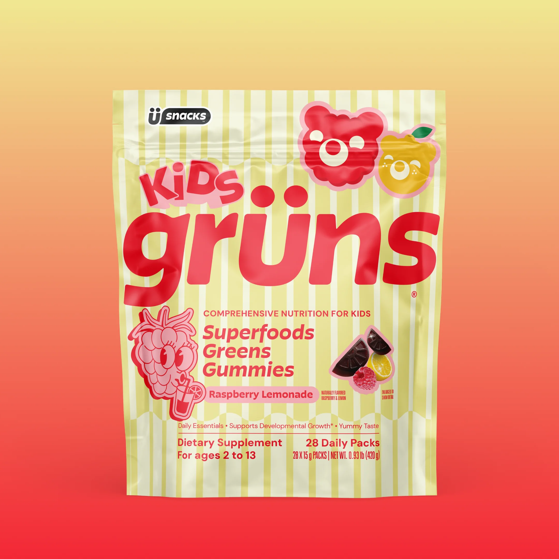 Grüns Kids Raspberry Lemonade - Everyday Superfood Essential